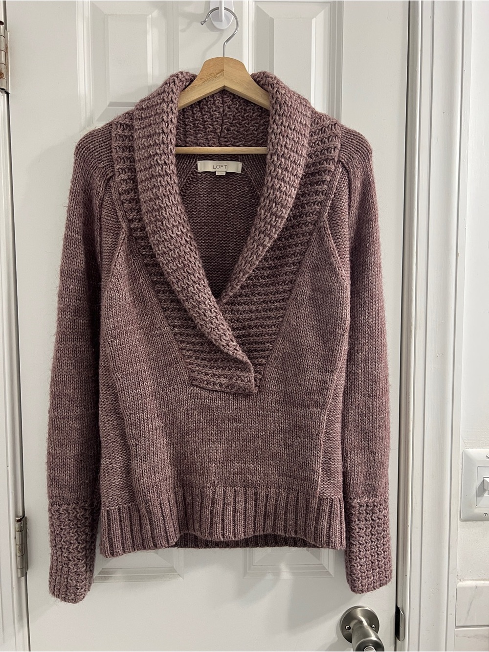 LOFT Shawl Collar Pullover Sweater - Mauve Taupe- Small - Picture 2 of 11